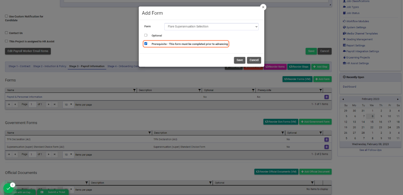 Check   Prerequisite - This form must be completed prior to advancing